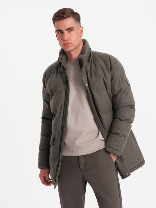 Ombre Clothing Herren lange warme Parka-Jacke mit Wolle Ombre Kleidung