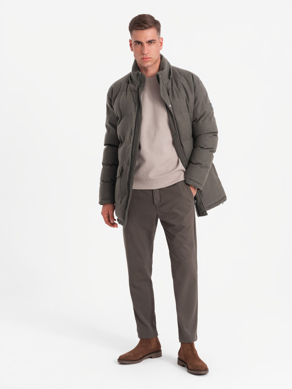 Ombre Clothing Herren lange warme Parka-Jacke mit Wolle Ombre Kleidung