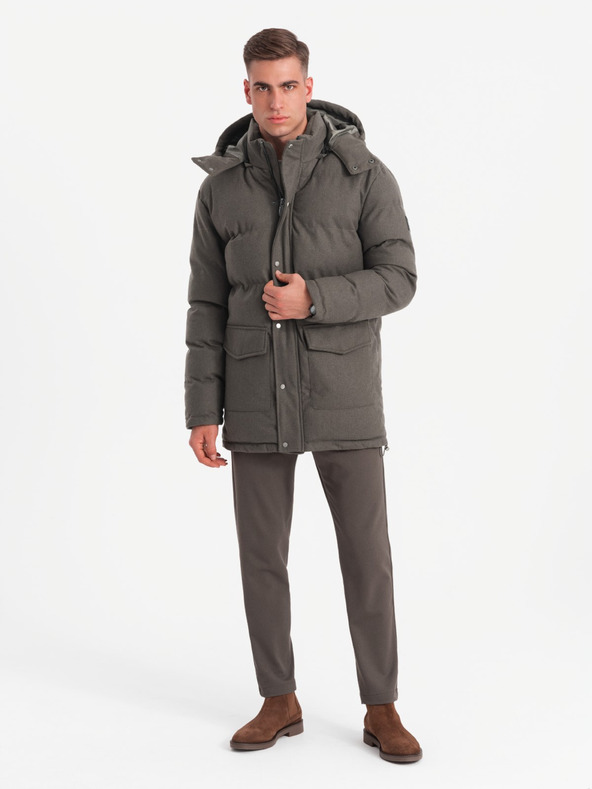 Ombre Clothing Herren lange warme Parka-Jacke mit Wolle Ombre Kleidung