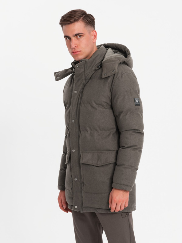 Ombre Clothing Herren lange warme Parka-Jacke mit Wolle Ombre Kleidung
