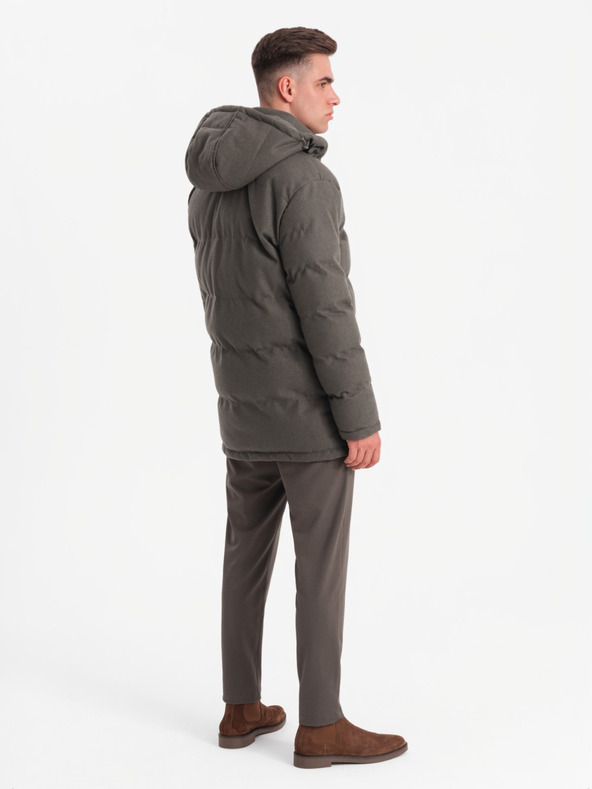 Ombre Clothing Herren lange warme Parka-Jacke mit Wolle Ombre Kleidung