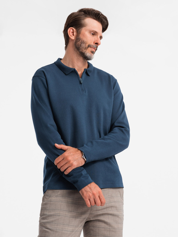 Ombre Clothing Herren Langarm-Poloshirt Ombre Kleidung