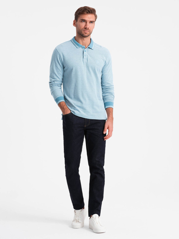 Ombre Clothing Herren Langarm-Poloshirt Ombre Kleidung