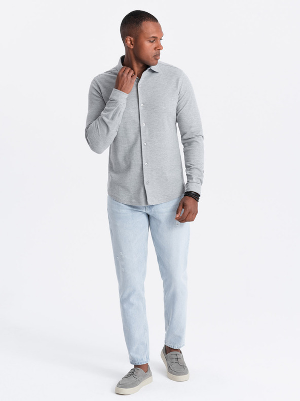 Ombre Clothing Herren Strickhemd mit schmalen Ärmeln Ombre Kleidung