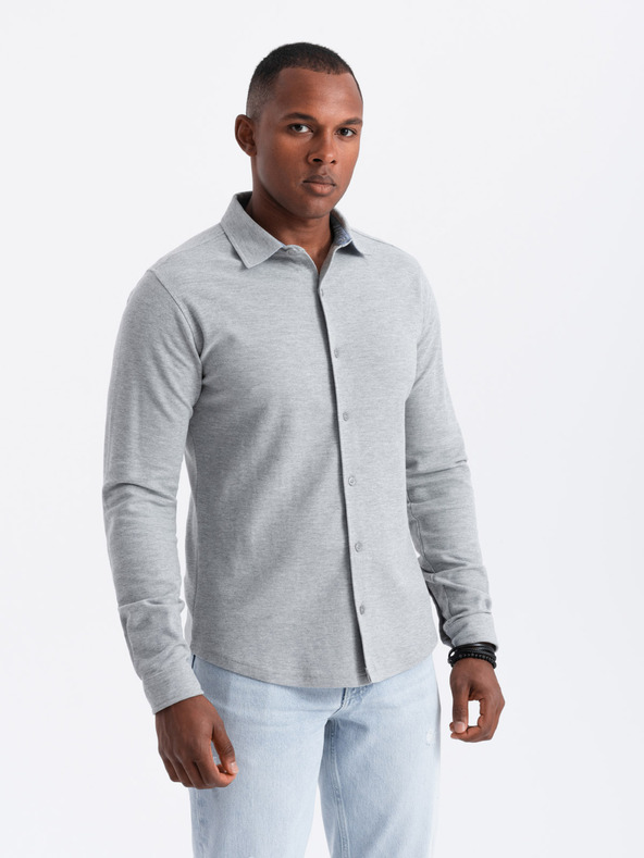 Ombre Clothing Herren Strickhemd mit schmalen Ärmeln Ombre Kleidung