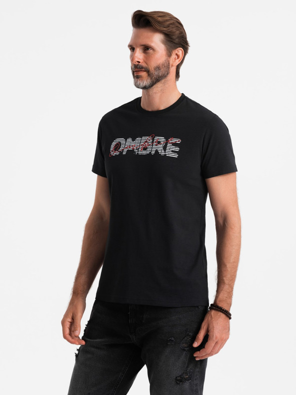 Ombre Clothing Herren-T-Shirt aus Baumwolle mit zarter Stickerei Ombre Clothing