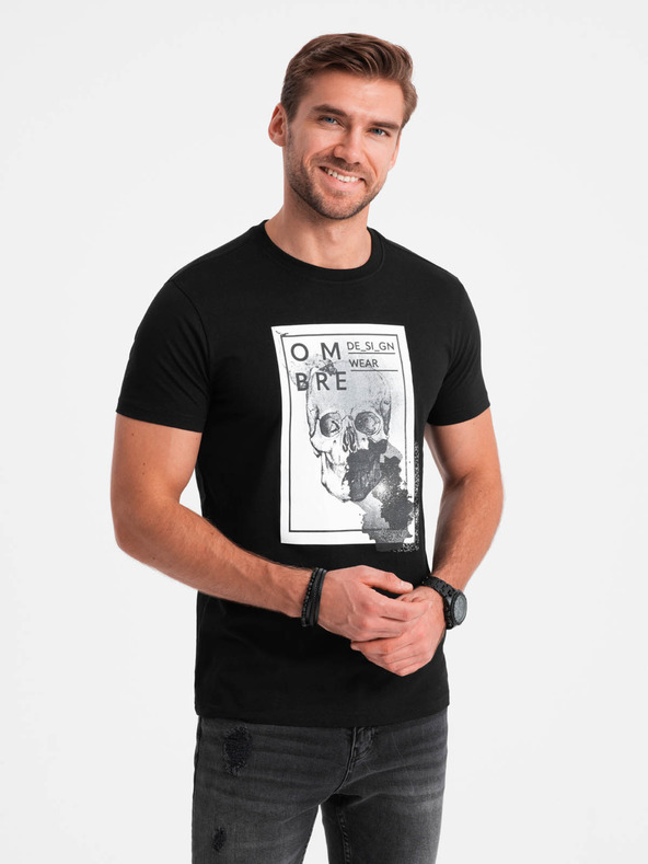 Ombre Clothing Herren-T-Shirt aus Baumwolle mit zarter Stickerei Ombre Clothing