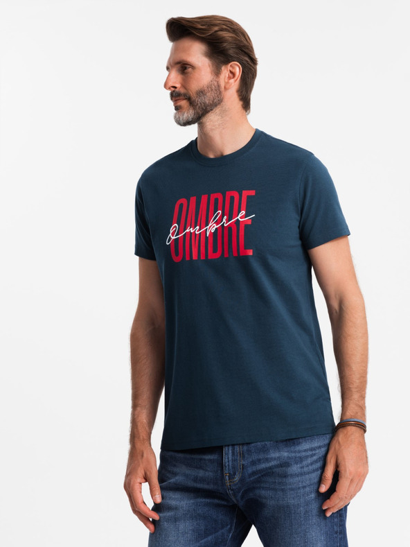 Ombre Clothing Herren-T-Shirt aus Baumwolle mit zarter Stickerei Ombre Clothing