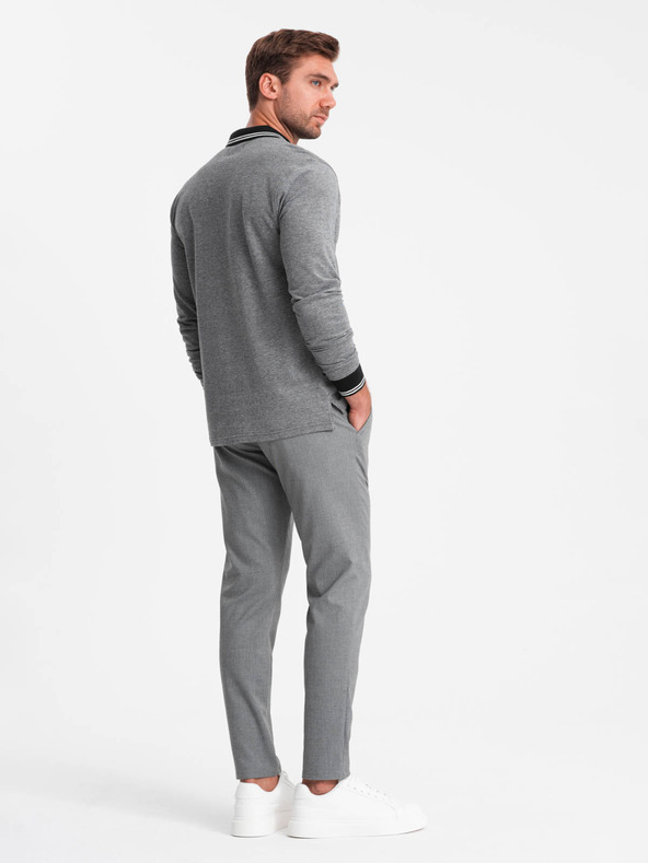 Ombre Clothing Langärmeliges besticktes Herren-Poloshirt Ombre Clothing