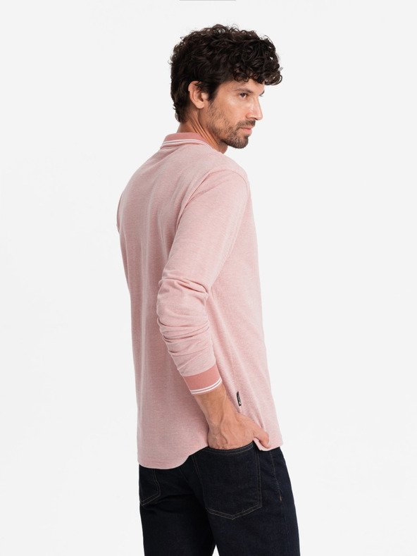 Ombre Clothing Langärmeliges besticktes Herren-Poloshirt Ombre Clothing
