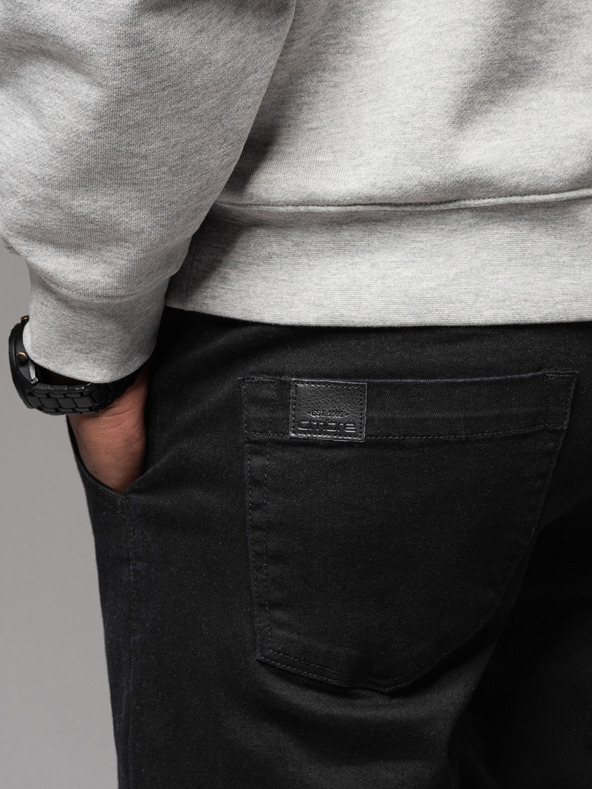 Ombre Clothing Herren-Trainingshose aus Denim mit Borte - schwarz V2 OM-PADJ-0156 Ombre Clothing