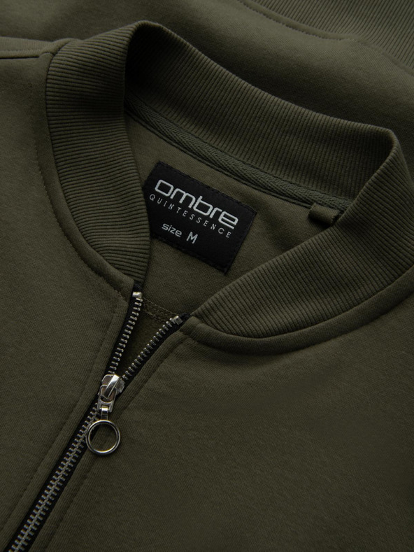 Ombre Clothing Herren-Bomber-Sweatshirt aus Baumwolle mit Reißverschluss khaki Ombre Clothing