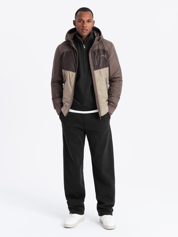 Ombre Clothing Leichte, farbige Herren-Sportjacke aus Fleece beige Ombre Clothing