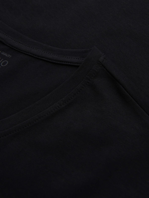 Ombre Clothing Herren-T-Shirt mit V-Ausschnitt SLIM FIT mit Elastan und Druck schwarz Ombre Clothing