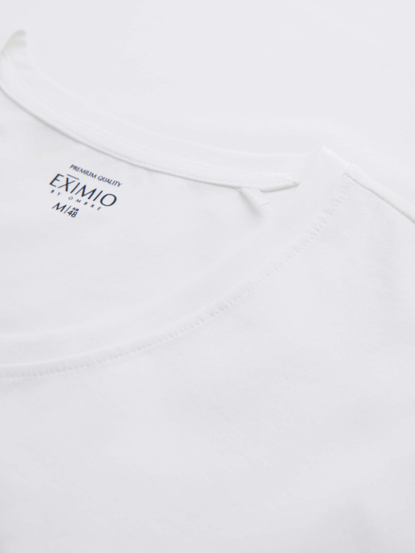 Ombre Clothing Herren SLIM FIT T-Shirt mit V-Ausschnitt, langen Ärmeln, Elastan und Aufdruck weiß Ombre Clothing
