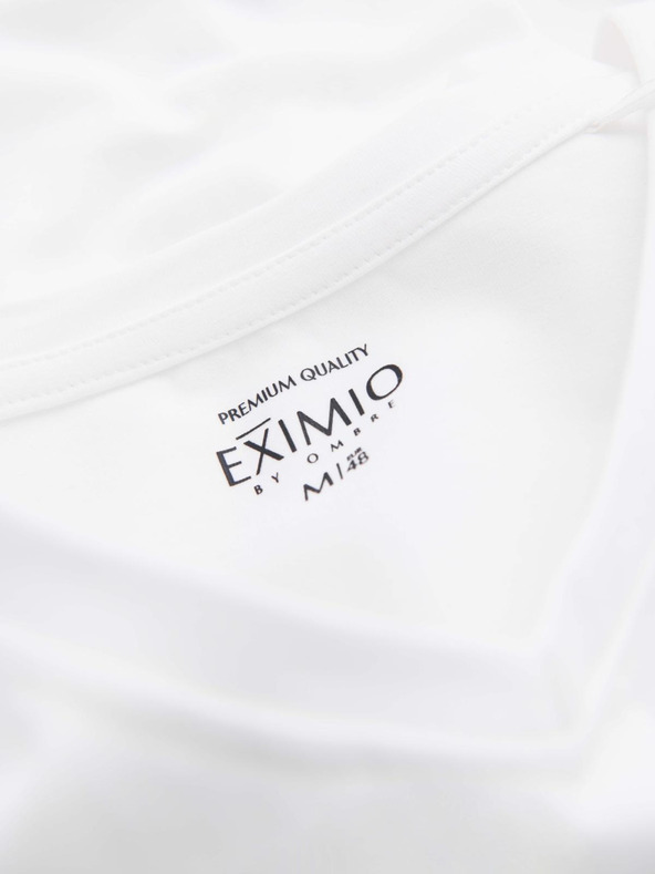 Ombre Clothing Herren SLIM FIT T-Shirt mit V-Ausschnitt, langen Ärmeln, Elastan und Aufdruck weiß Ombre Clothing