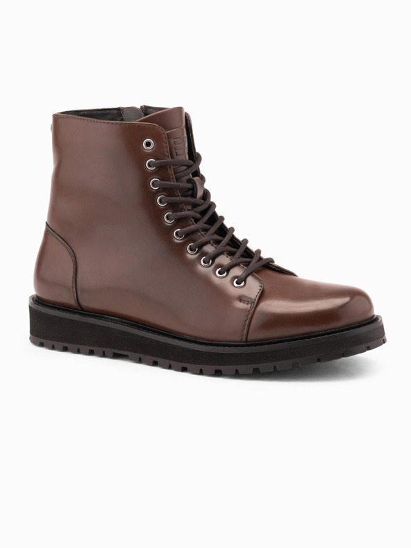 Ombre Clothing Herrenschuhe mit hohem Absatz aus glänzendem Öko-Leder braun Ombre Clothing