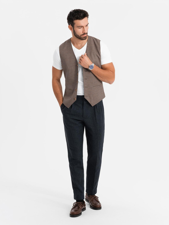 Ombre Clothing Herren SLIM FIT V-Ausschnitt T-Shirt mit Elastan und Druck weiß Ombre Kleidung