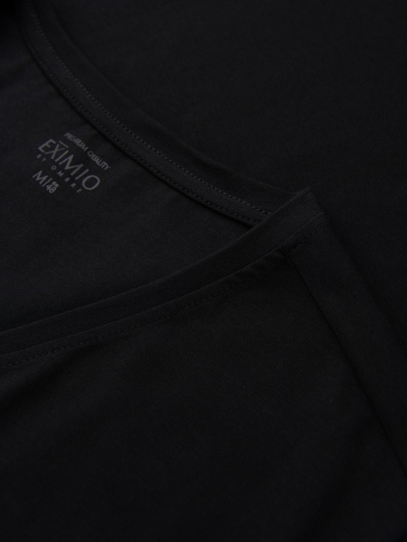 Ombre Clothing Herren SLIM FIT T-Shirt mit V-Ausschnitt, Elastan und Aufdruck schwarz Ombre Clothing