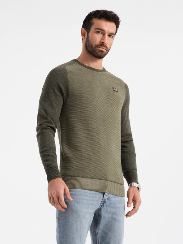 Ombre Clothing Herren Strickpullover RELAXED FIT mit Muster grün Ombre Kleidung