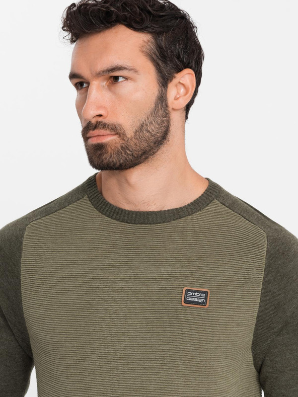 Ombre Clothing Herren Strickpullover RELAXED FIT mit Muster grün Ombre Kleidung