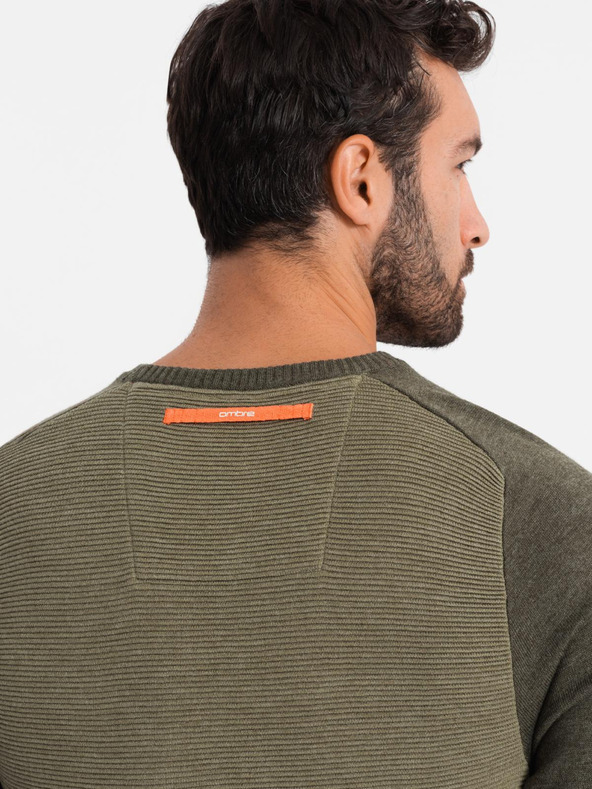 Ombre Clothing Herren Strickpullover RELAXED FIT mit Muster grün Ombre Kleidung