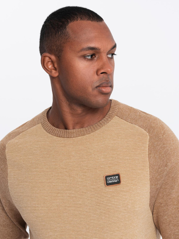 Ombre Clothing Herren Strickpullover RELAXED FIT mit Muster beige Ombre Kleidung