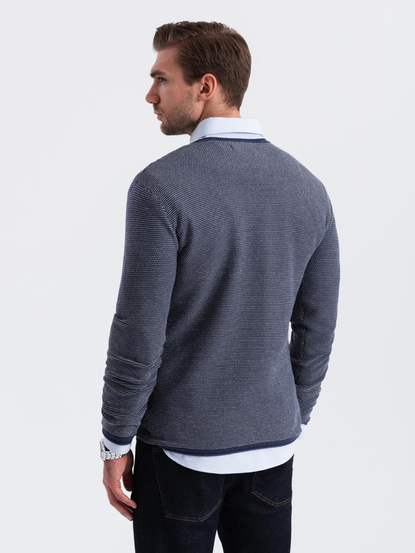 Ombre Clothing Herren Strickpullover RELAXED FIT mit Muster blau Ombre Kleidung
