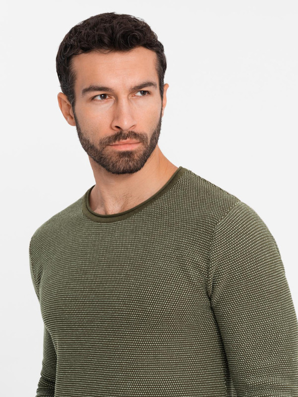 Ombre Clothing Herren Strickpullover RELAXED FIT mit Muster grün Ombre Kleidung