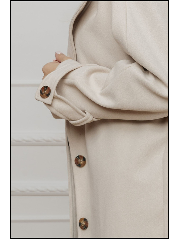 Edoti Beige Damenmantel mit Gürtel Edoti