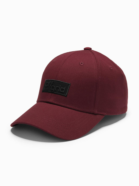 Ombre Clothing Herren-Baseballmütze mit rechteckigem Aufnäher bordeauxfarben Ombre Clothing