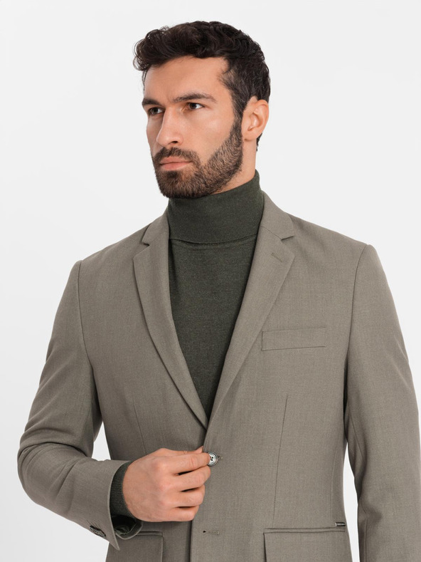 Ombre Clothing Eleganter Herren Blazer aus Wollmischung Khaki Ombre Kleidung