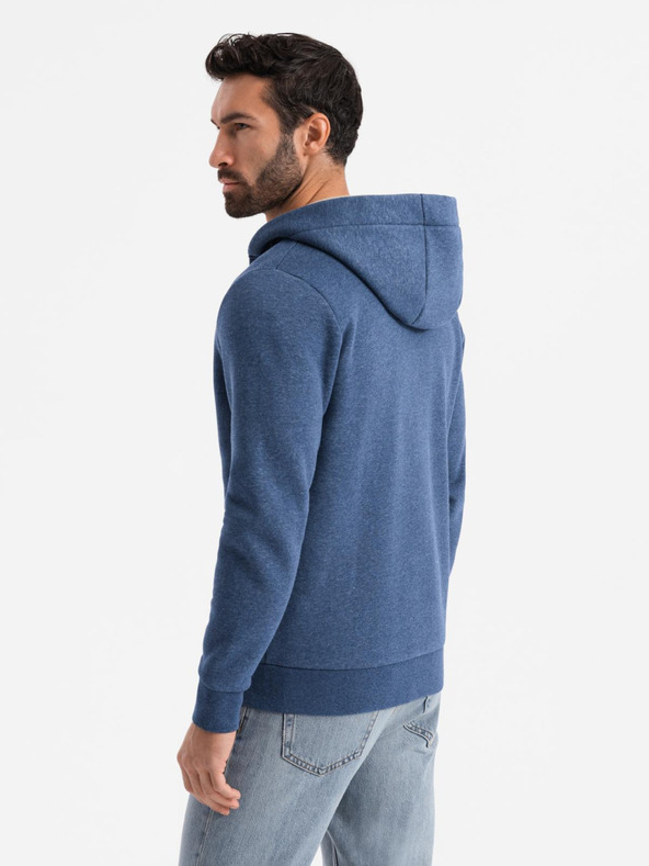Ombre Clothing Herren Kapuzenpullover mit Knopfleiste blau Ombre Clothing