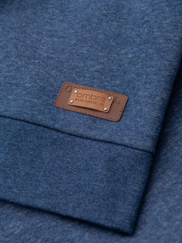 Ombre Clothing Herren Kapuzenpullover mit Knopfleiste blau Ombre Clothing