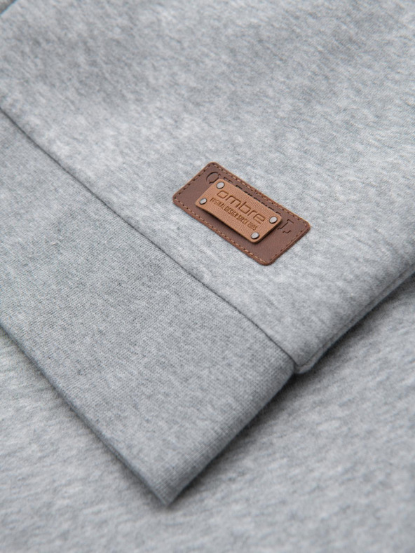 Ombre Clothing Herren Kapuzenpulli mit Knopfleiste - grau melange V2 OM-SSZP-0186 Ombre Clothing
