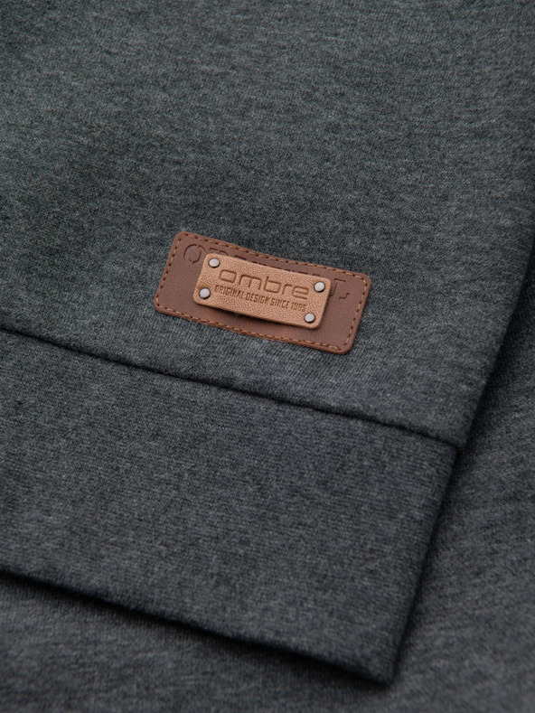 Ombre Clothing Herren Kapuzenpulli mit Knöpfen - graphit melange V4 OM-SSZP-0186 Ombre Clothing