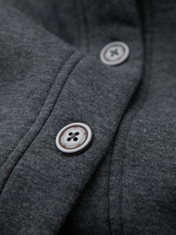 Ombre Clothing Herren Kapuzenpulli mit Knöpfen - graphit melange V4 OM-SSZP-0186 Ombre Clothing