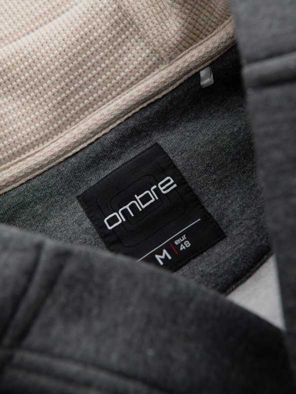 Ombre Clothing Herren Kapuzenpulli mit Knöpfen - graphit melange V4 OM-SSZP-0186 Ombre Clothing