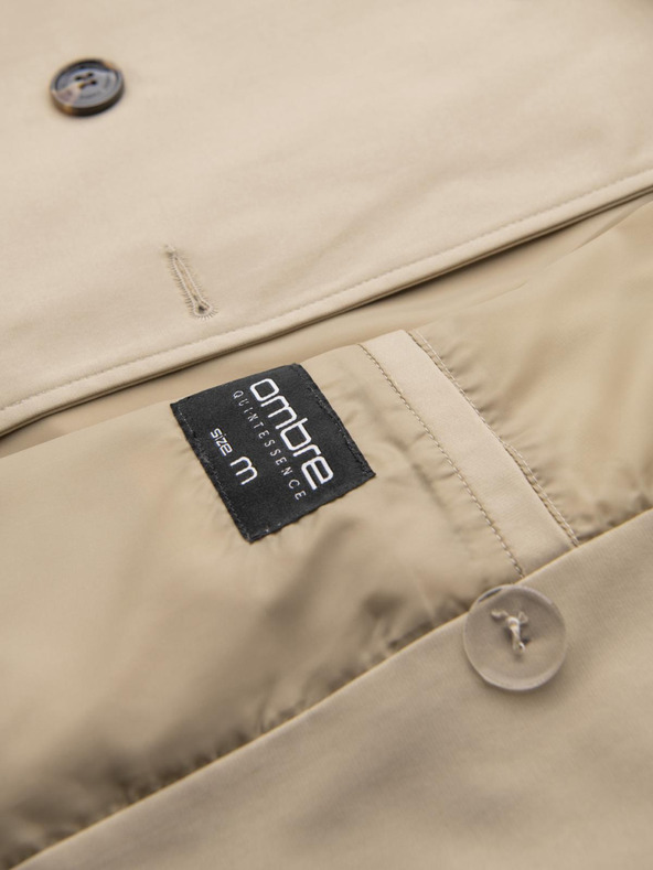 Ombre Clothing Eleganter Herren SLIM FIT Mantel mit Gürtel beige Ombre Kleidung