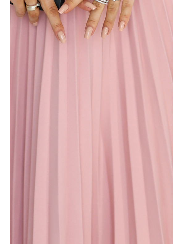 numoco Klassisches kurzärmeliges Gürtelkleid mit Gürtel - puderrosa