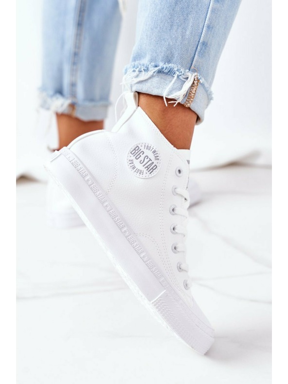 BIG STAR SHOES Damen Leder Hohe Turnschuhe Big Star Weiß