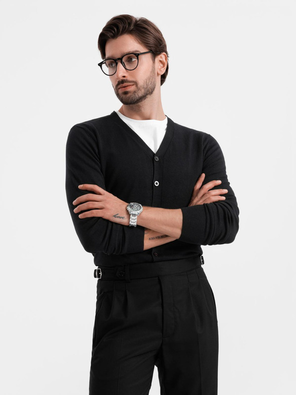 Ombre Clothing Herren Strickpullover mit strukturierten Tupfen - dunkelblau Ombre Clothing