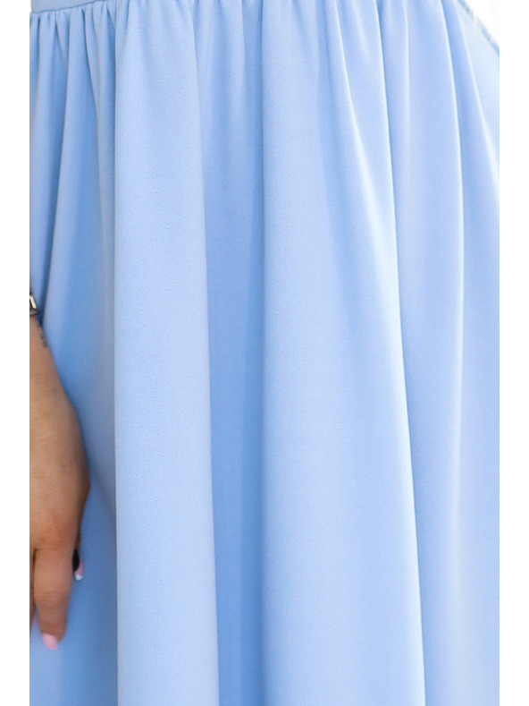 numoco Kleid mit Ausschnitt und kurzen Ärmeln - hellblau Numoco