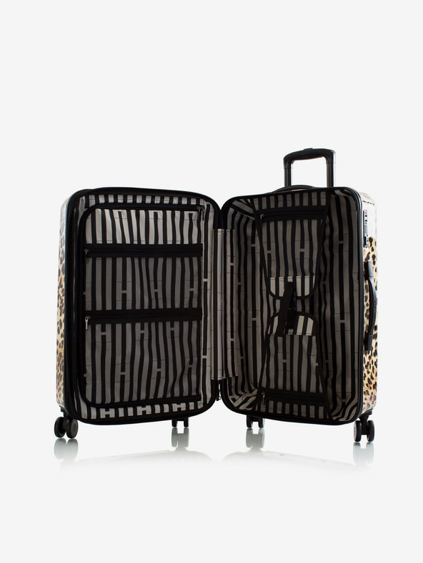 Heys Black-Brown Patterned Travel Suitcase Heys Brown Leopard M