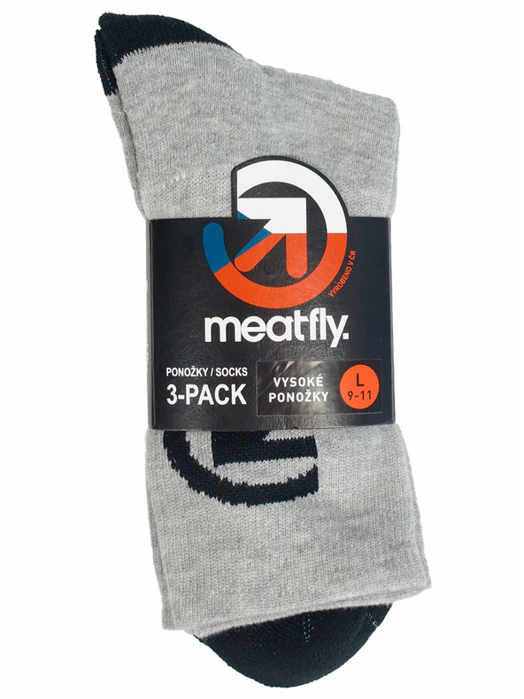 Meatfly Meatfly Socks Long Triple Pack Grey Bike | Grey | Size