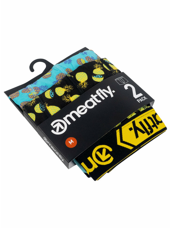 Meatfly Meatfly Herren-Boxershorts Balboa Boxershorts Double Pack Pineapple | Schwarz | Größe