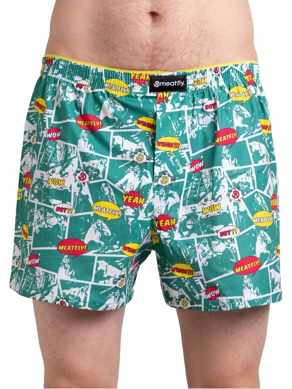 Meatfly Meatfly Herren-Boxershorts Agostino Green Comics | Grün | Größe