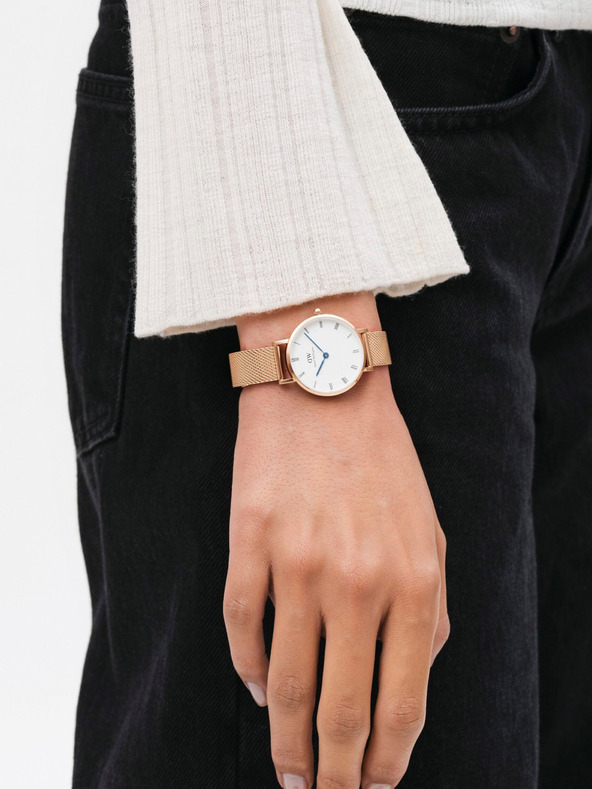 Daniel Wellington Rosa-goldene Damen Uhr Daniel Wellington Mesh Petite Melrose