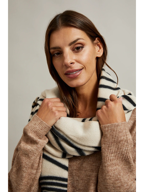 Moodo Schwarz-beige Damen gemusterter Schal Moodo