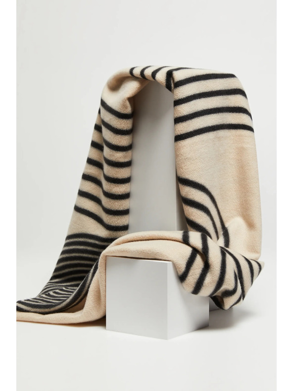 Moodo Schwarz-beige Damen gemusterter Schal Moodo